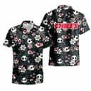 NFL Kansas City Chiefs Hawaiian Shirt Cute Skeleton & Flower Pattern NFL Kansas City Chiefs Hawaiian Shirt Cute Skeleton & Flower Pattern
