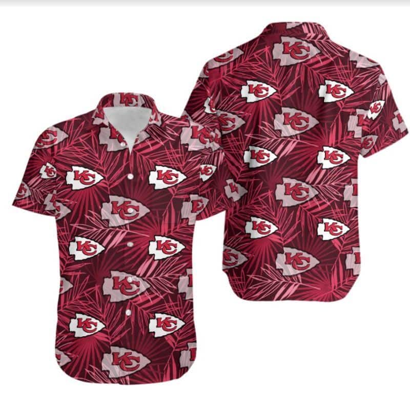 NFL Kansas City Chiefs Hawaiian Shirt Palm Leaves Pattern Beach Lovers Gift NFL Kansas City Chiefs Hawaiian Shirt Palm Leaves Pattern Beach Lovers Gift