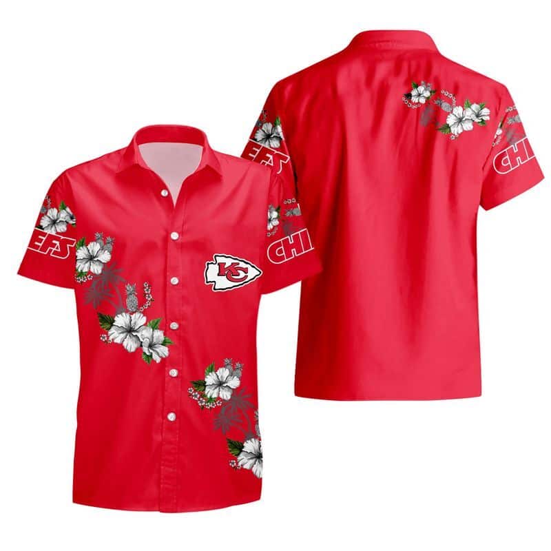 NFL Kansas City Chiefs Hawaiian Shirt Flowers On Red Theme