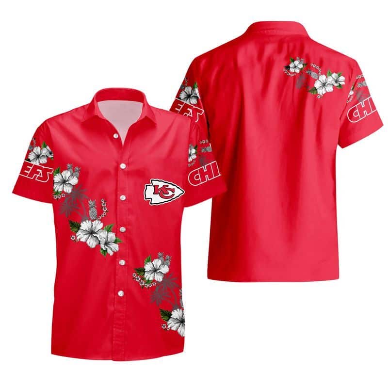 NFL Kansas City Chiefs Hawaiian Shirt Flowers On Red Theme NFL Kansas City Chiefs Hawaiian Shirt Flowers On Red Theme