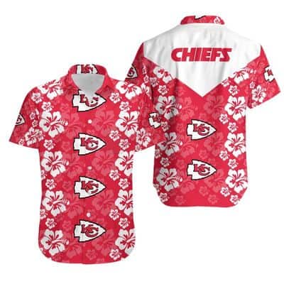 NFL Kansas City Chiefs Hawaiian Shirt Hibiscus Flowers Pattern Beach Gift NFL Kansas City Chiefs Hawaiian Shirt Hibiscus Flowers Pattern Beach Gift