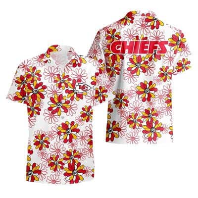 NFL Kansas City Chiefs Hawaiian Shirt Flower Pattern Summer Beach Gift NFL Kansas City Chiefs Hawaiian Shirt Flower Pattern Summer Beach Gift