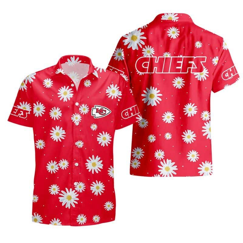 NFL Kansas City Chiefs Hawaiian Shirt Daisy Pattern Red Aloha NFL Kansas City Chiefs Hawaiian Shirt Daisy Pattern Red Aloha