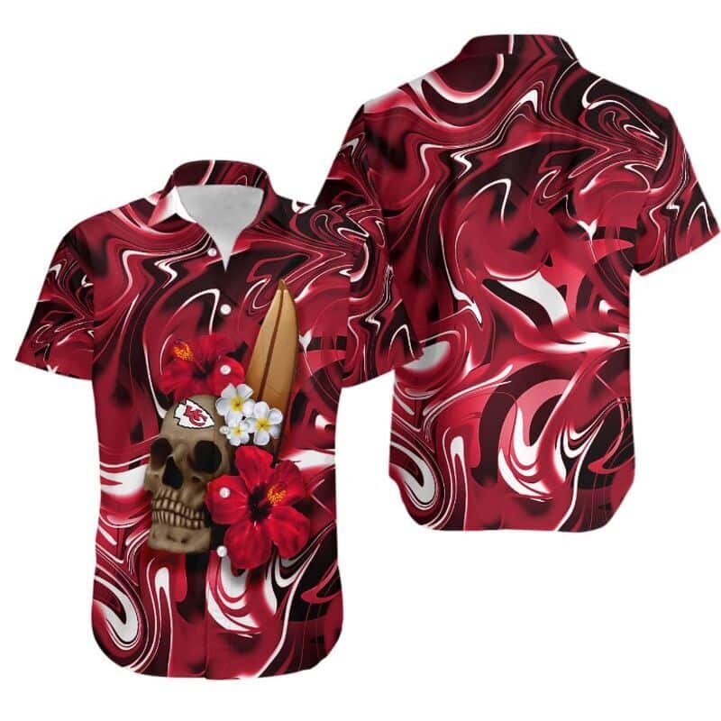 NFL Kansas City Chiefs Hawaiian Shirt Skull Tropical Flower Pattern