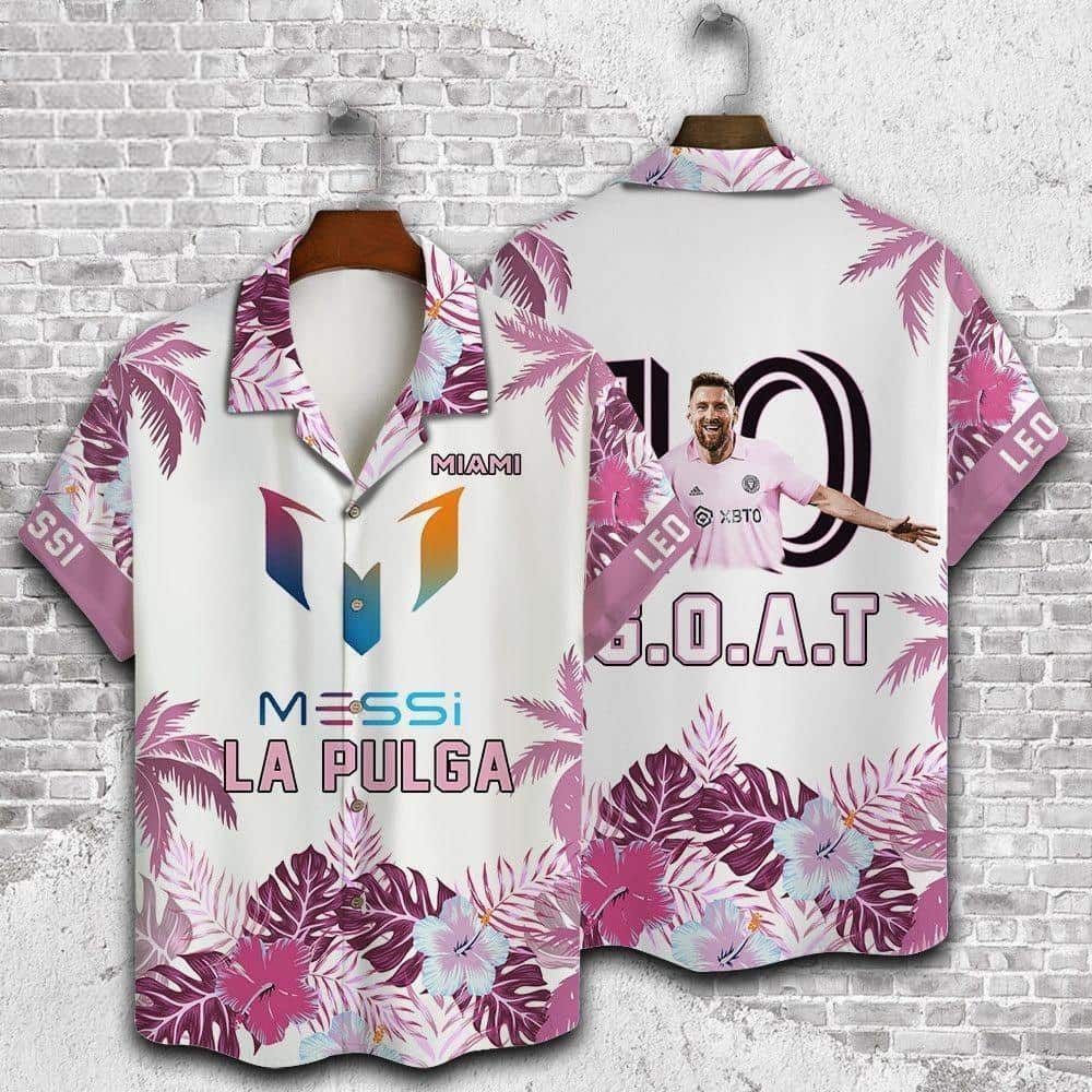 Messi La Pulga Hawaiian Shirt Tropical Flower Pattern Beach Gift Messi La Pulga Hawaiian Shirt Tropical Flower Pattern Beach Gift