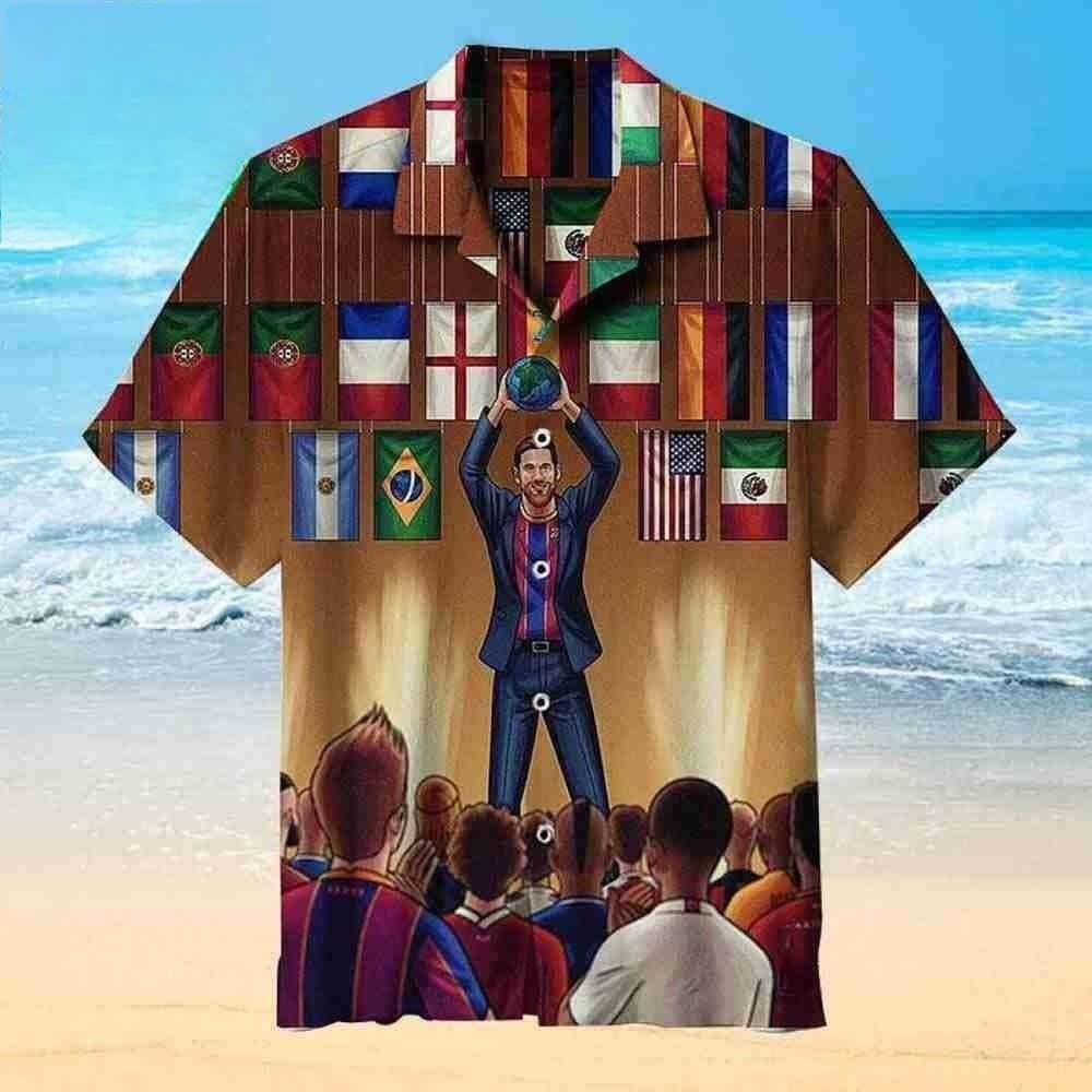 Lionel Messi The Goat Hawaiian Shirt Summer Beach Gift