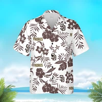 White Aloha MLB San Diego Padres Hawaiian Shirt Tropical Flower Pattern White Aloha MLB San Diego Padres Hawaiian Shirt Tropical Flower Pattern