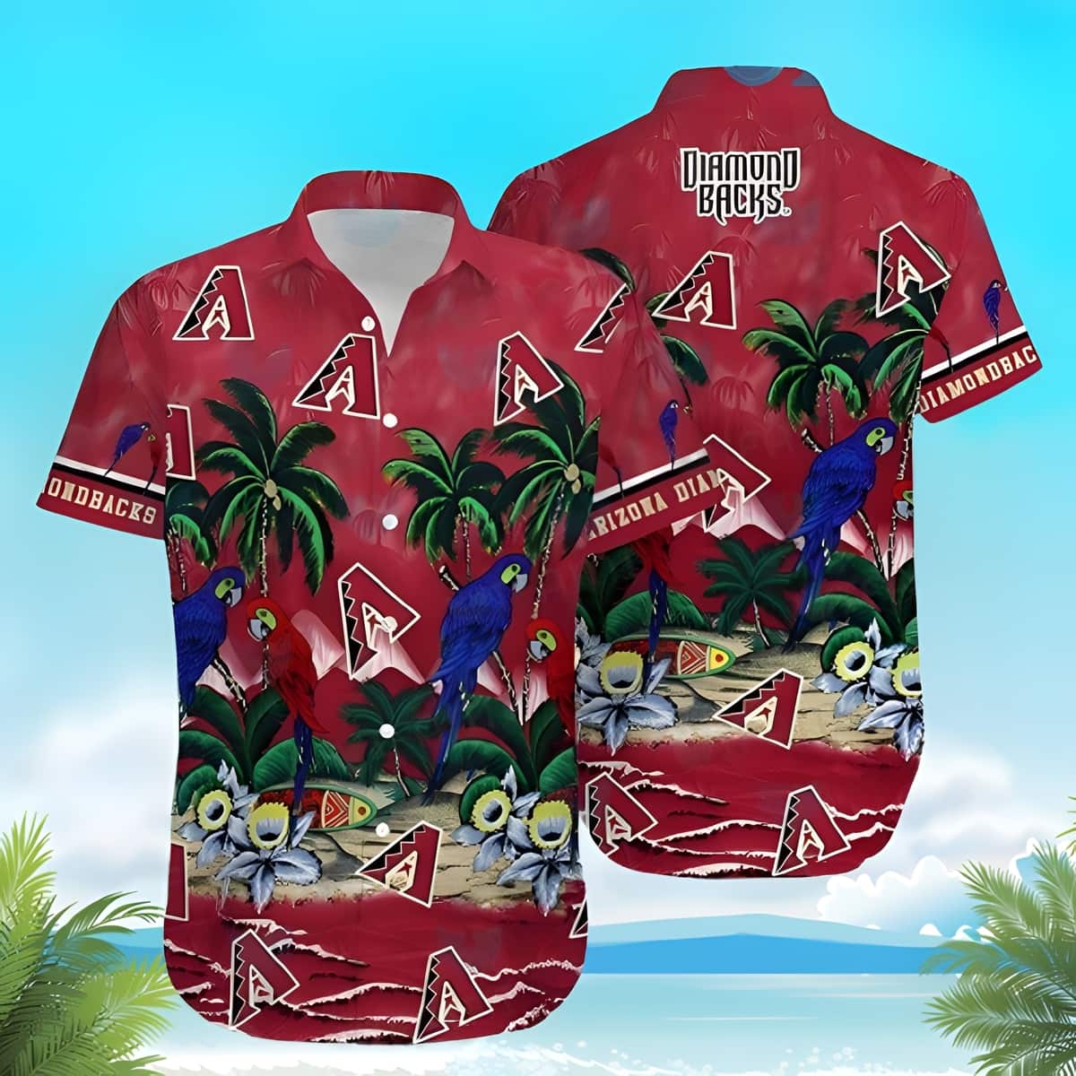 MLB Arizona Diamondbacks Hawaiian Shirt Parrot Palm Tree Beach Lovers Gift