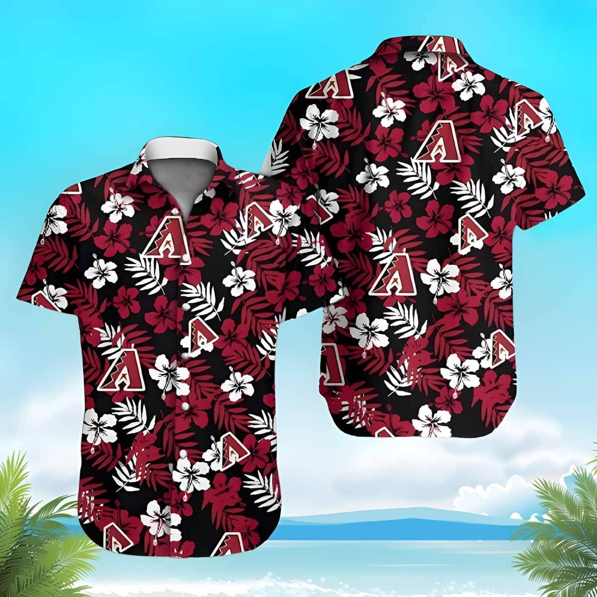 MLB Arizona Diamondbacks Hawaiian Shirt Hibiscus Flowers Pattern Black Aloha