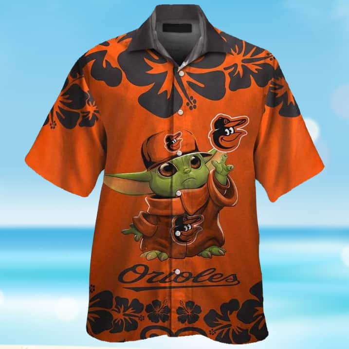 Summer Aloha Baby Yoda Loves MLB Baltimore Orioles Hawaiian Shirt Summer Aloha Baby Yoda Loves MLB Baltimore Orioles Hawaiian Shirt