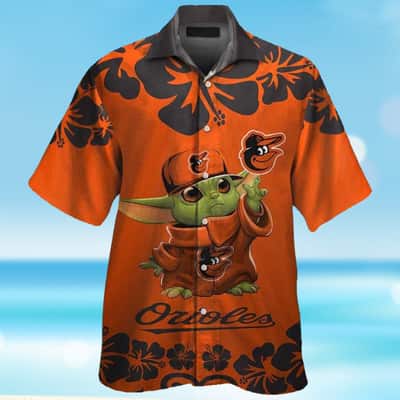 Summer Aloha Baby Yoda Loves MLB Baltimore Orioles Hawaiian Shirt