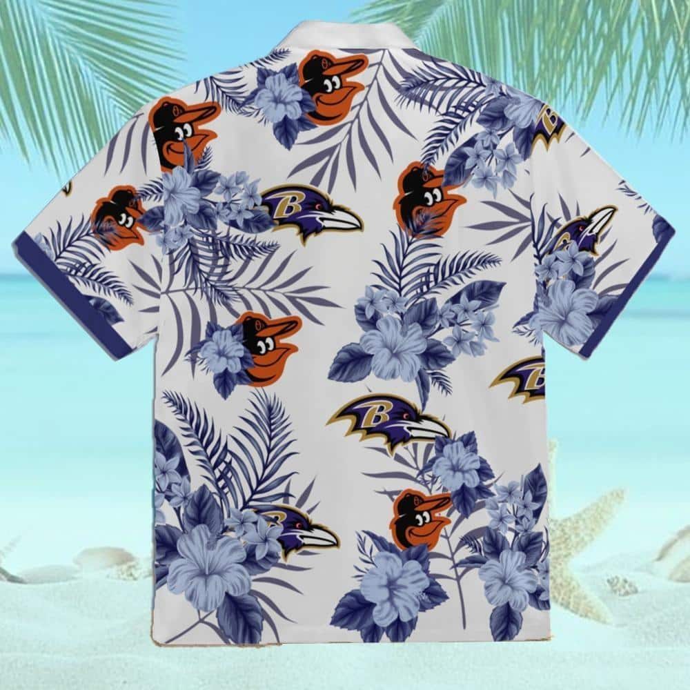 Baltimore Orioles Baltimore Ravens Hawaiian Shirt Tropical Flower Pattern Baltimore Orioles Baltimore Ravens Hawaiian Shirt Tropical Flower Pattern