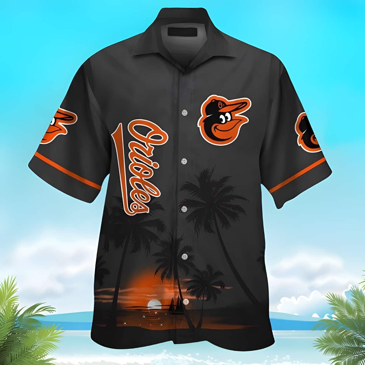 Black Aloha MLB Baltimore Orioles Hawaiian Shirt Beach Gift For Him Black Aloha MLB Baltimore Orioles Hawaiian Shirt Beach Gift For Him