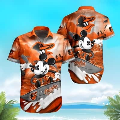 Mickey Surfing MLB Baltimore Orioles Hawaiian Shirt For Summer Lovers