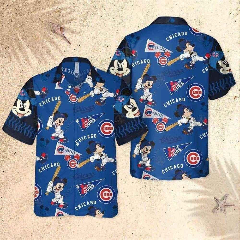 MLB Chicago Cubs Hawaiian Shirt Mickey Playing Baseball Beach Lovers Gift