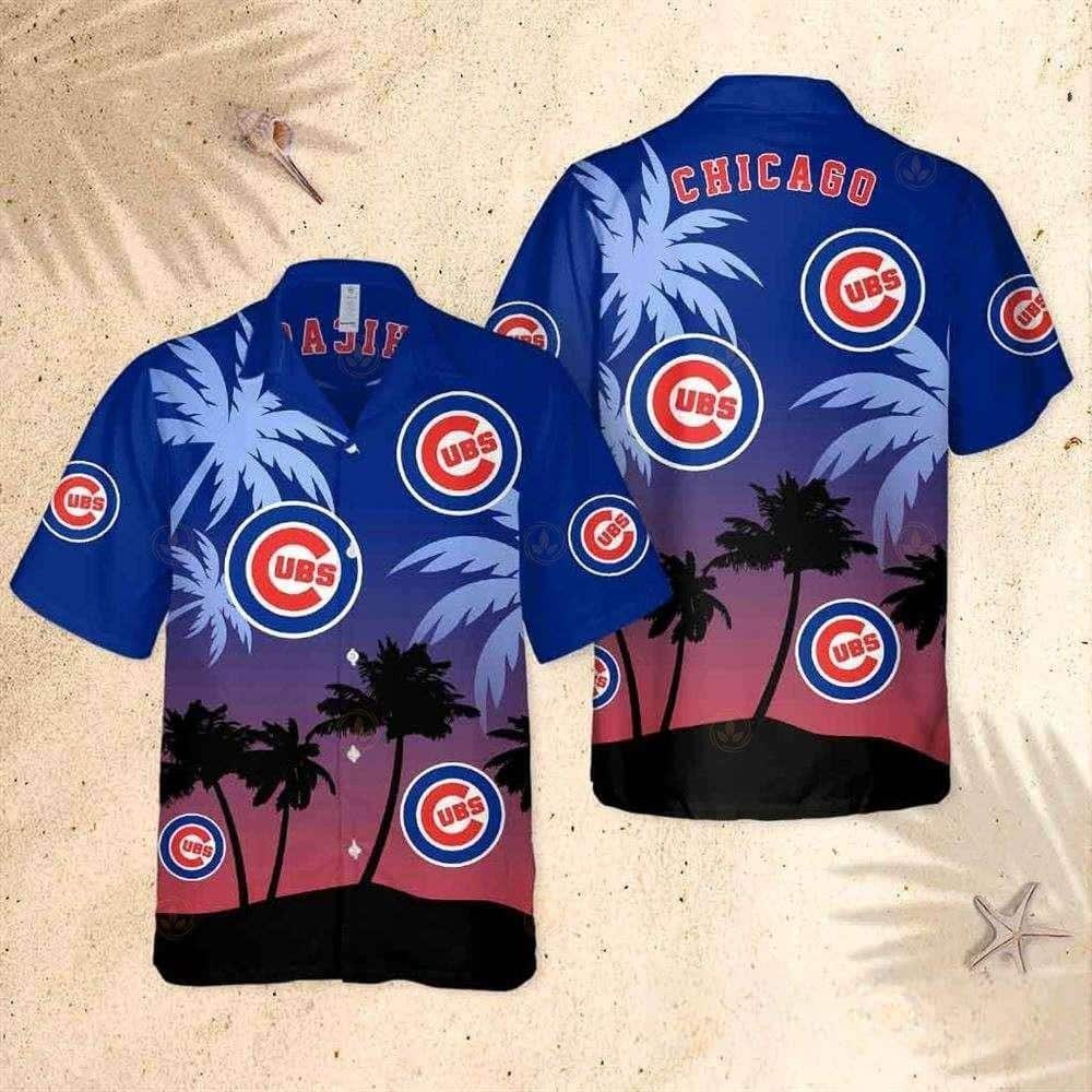 MLB Chicago Cubs Hawaiian Shirt Sunset And Coconut Tree Beach Lovers Gift