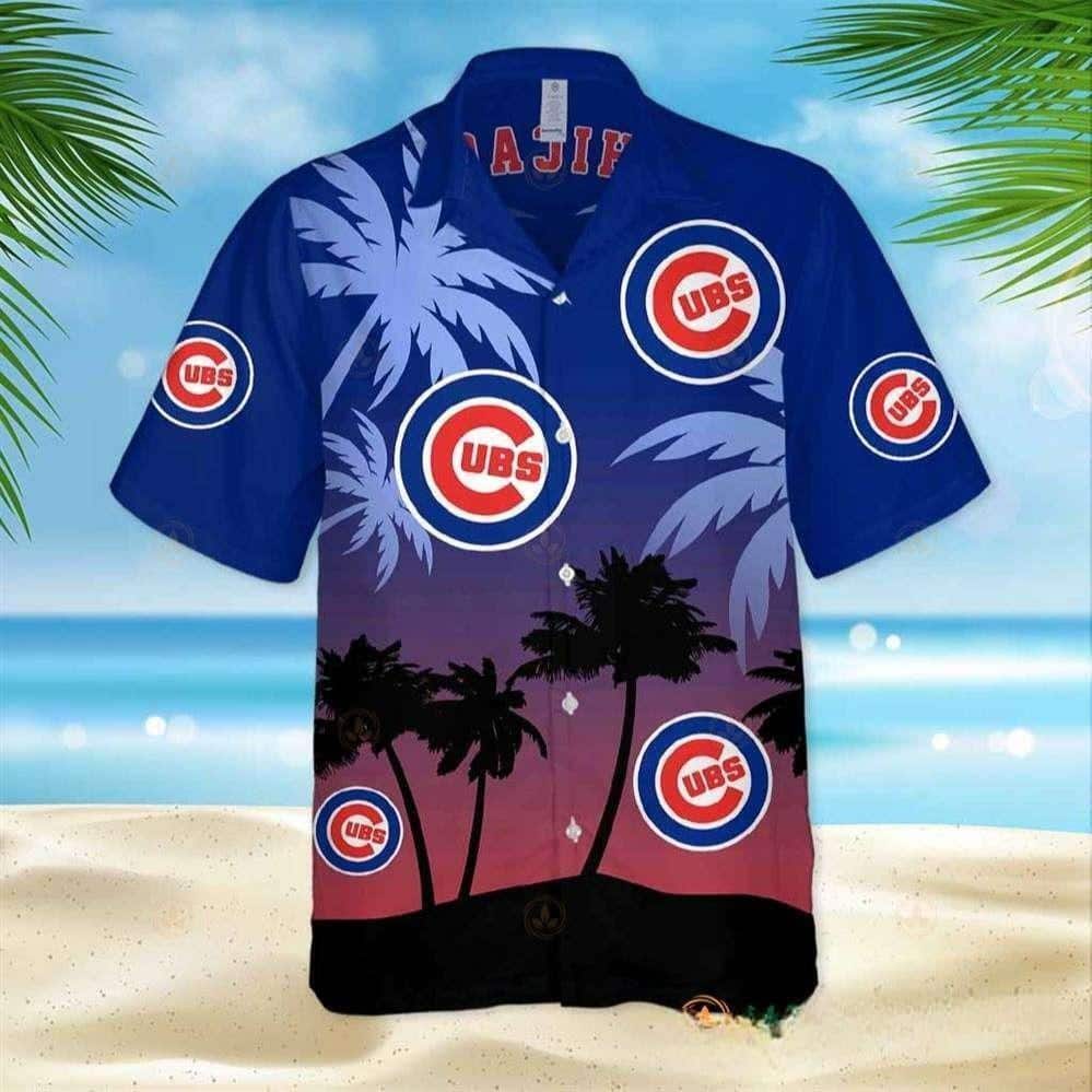 MLB Chicago Cubs Hawaiian Shirt Sunset And Coconut Tree Beach Lovers Gift MLB Chicago Cubs Hawaiian Shirt Sunset And Coconut Tree Beach Lovers Gift