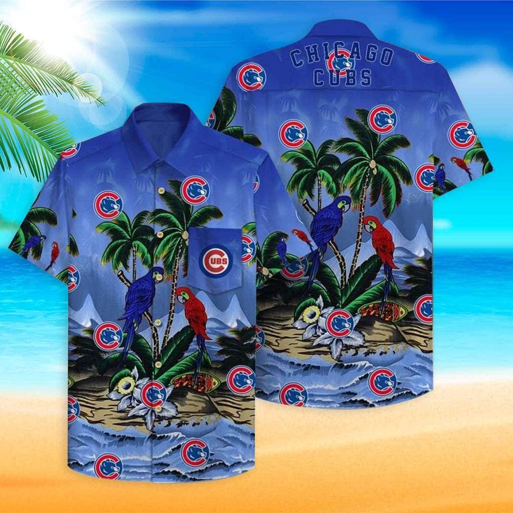 MLB Chicago Cubs Hawaiian Shirt Parrots Couple Summer Beach Gift MLB Chicago Cubs Hawaiian Shirt Parrots Couple Summer Beach Gift