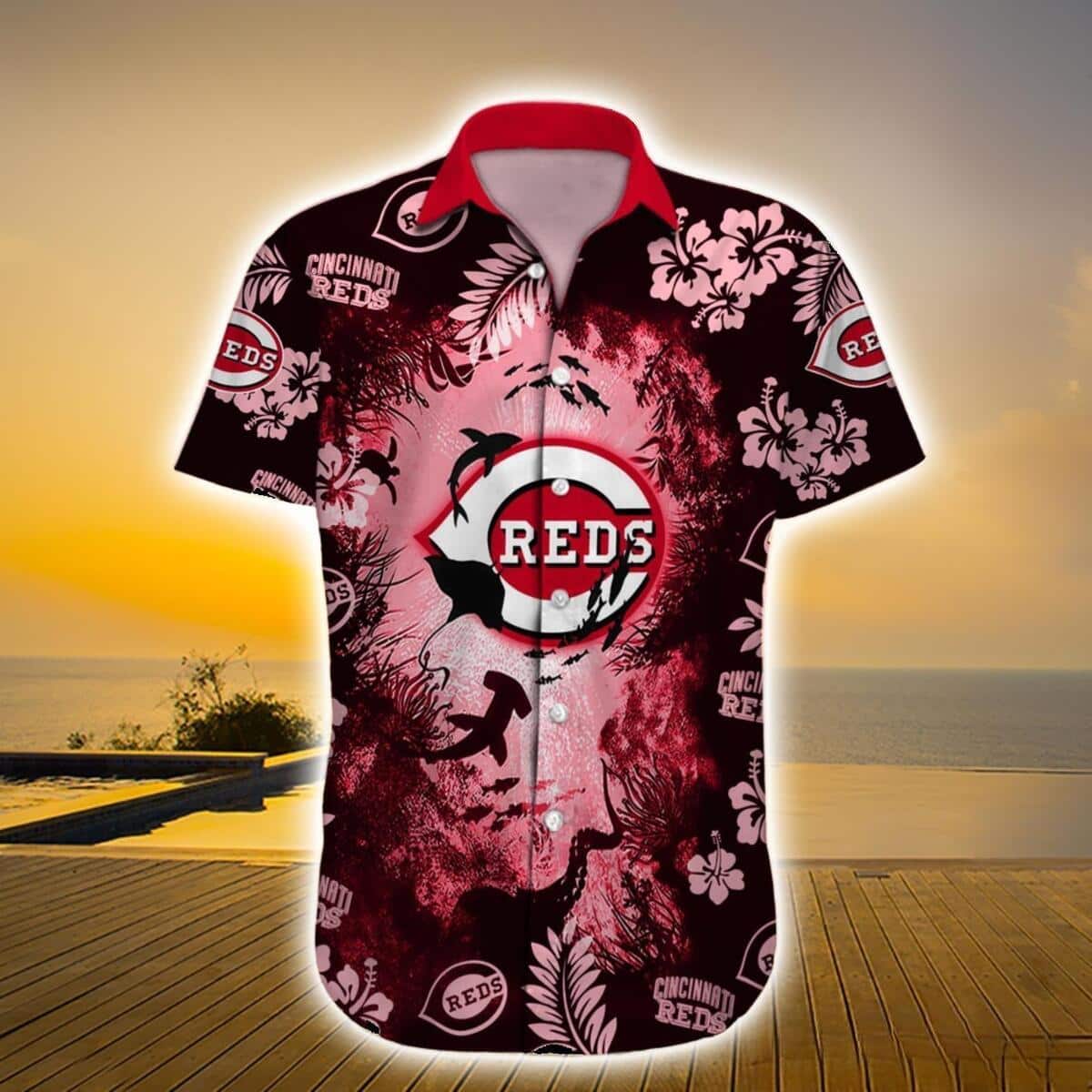 MLB Cincinnati Reds Hawaiian Shirt Marine Creatures Aloha Beach Trip Gift MLB Cincinnati Reds Hawaiian Shirt Marine Creatures Aloha Beach Trip Gift