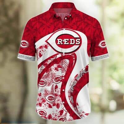 Red Aloha MLB Cincinnati Reds Hawaiian Shirt Tropical Flora Beach Vacation Gift