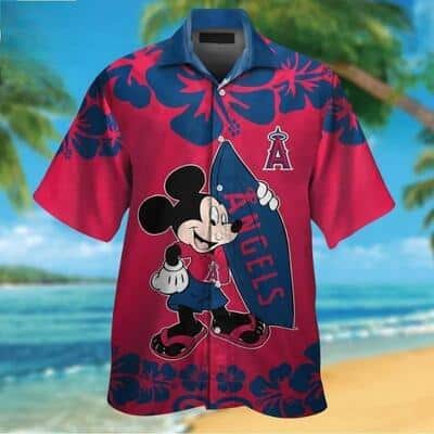 MLB Los Angeles Angels Hawaiian Shirt Mickey Mouse Surfing Funny Beach Gift MLB Los Angeles Angels Hawaiian Shirt Mickey Mouse Surfing Funny Beach Gift