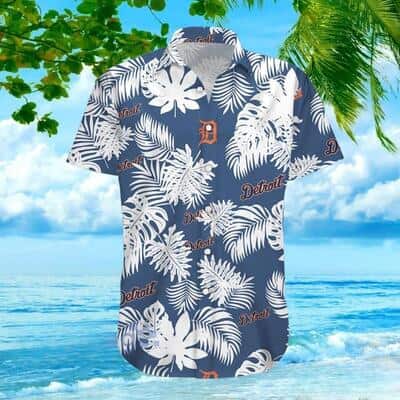 MLB Detroit Tigers Hawaiian Shirt Simple Palm Leaves Pattern Summer Aloha Gift For Baseball Clubs