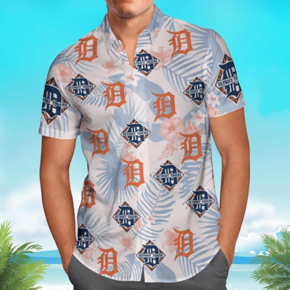 MLB Detroit Tigers Hawaiian Shirt Basic Palm Leaves Summer Beach Gift For Baseball Fans