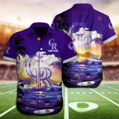 MLB Colorado Rockies Hawaiian Shirt Violet Sunset Gift For Beach Trip MLB Colorado Rockies Hawaiian Shirt Violet Sunset Gift For Beach Trip