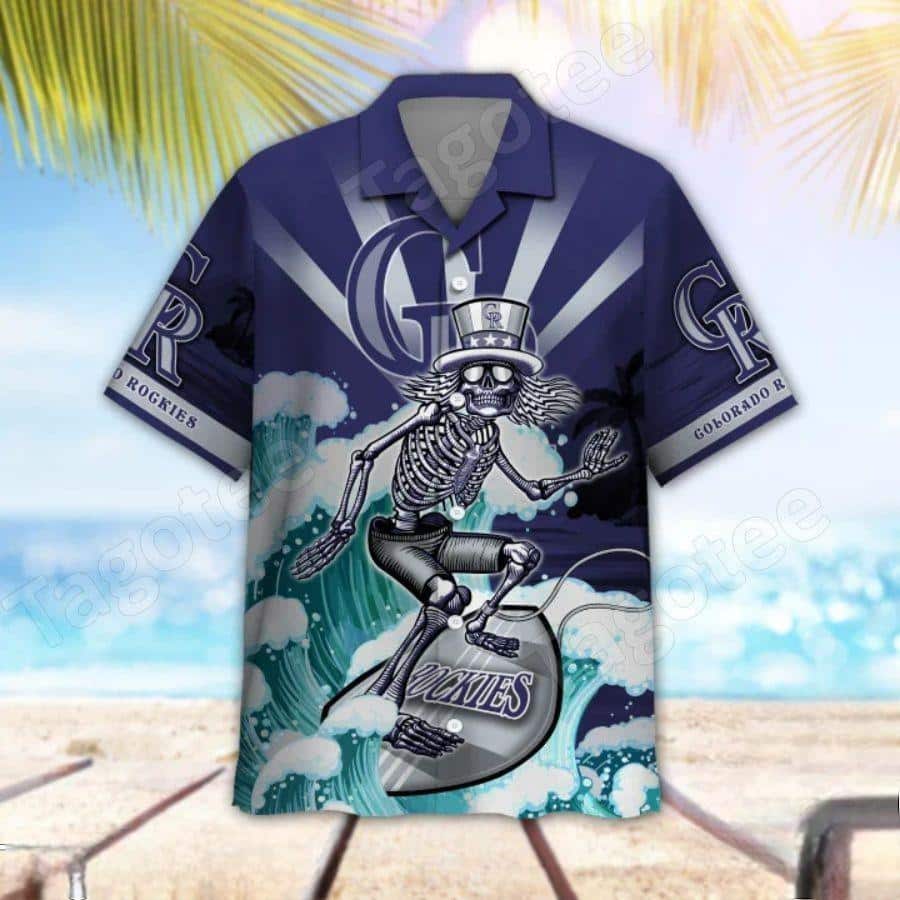 MLB Colorado Rockies Hawaiian Shirt Funny Surfing Grateful Dead Gift For Surfing Lovers MLB Colorado Rockies Hawaiian Shirt Funny Surfing Grateful Dead Gift For Surfing Lovers