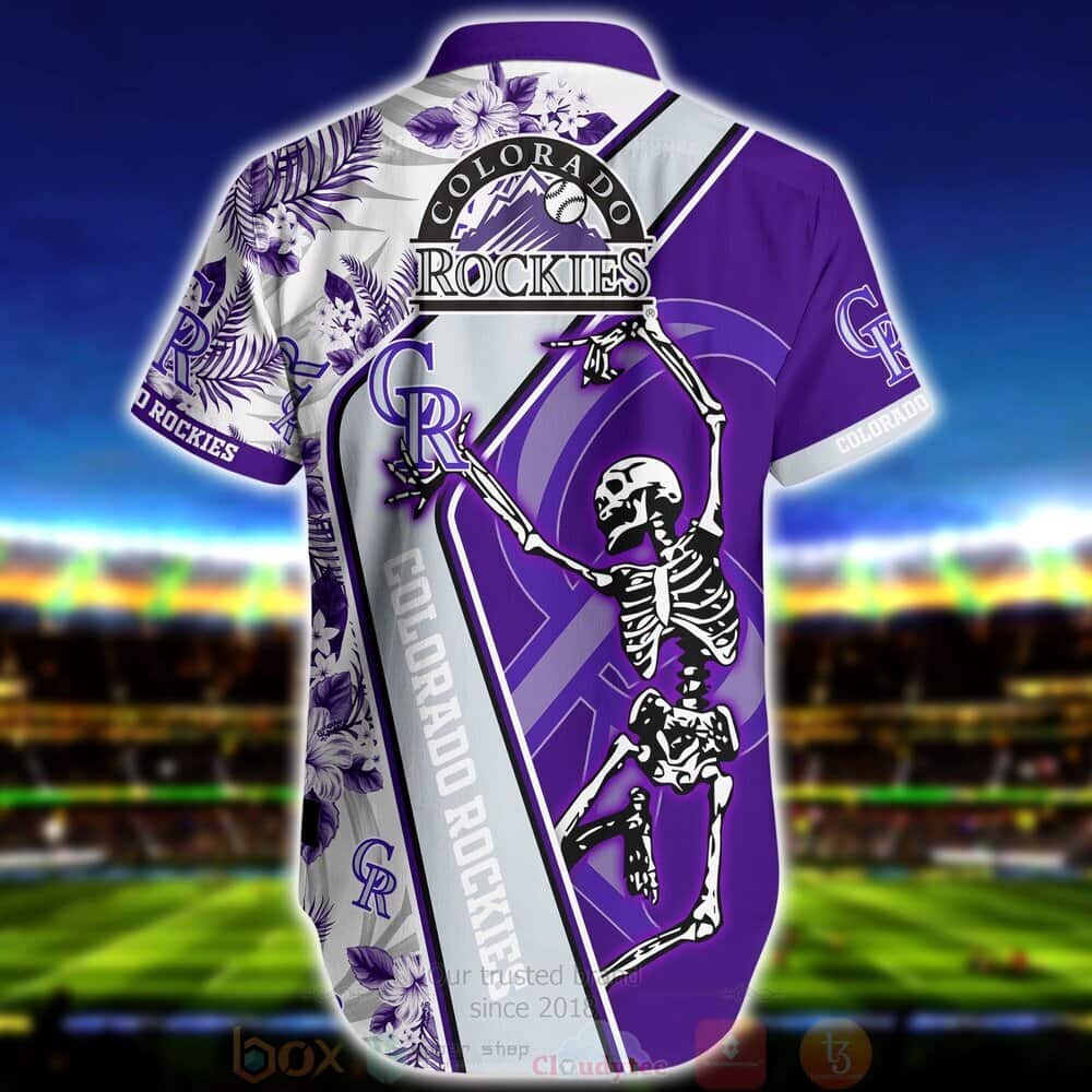 MLB Colorado Rockies Hawaiian Shirt Dancing Skeleton Aloha Gift For Beach Trip MLB Colorado Rockies Hawaiian Shirt Dancing Skeleton Aloha Gift For Beach Trip