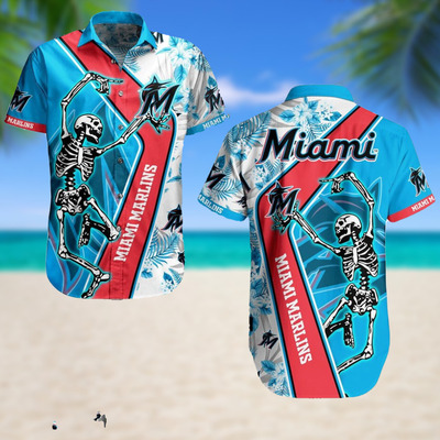 MLB Miami Marlins Hawaiian Shirt Funny Skeleton Dancing Trendy Summer Gift MLB Miami Marlins Hawaiian Shirt Funny Skeleton Dancing Trendy Summer Gift