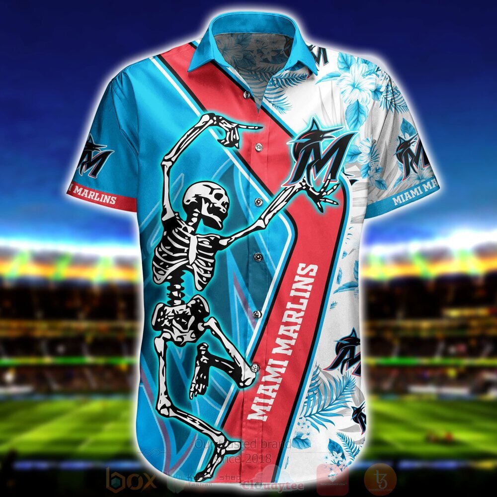 MLB Miami Marlins Hawaiian Shirt Funny Skeleton Dancing Trendy Summer Gift MLB Miami Marlins Hawaiian Shirt Funny Skeleton Dancing Trendy Summer Gift