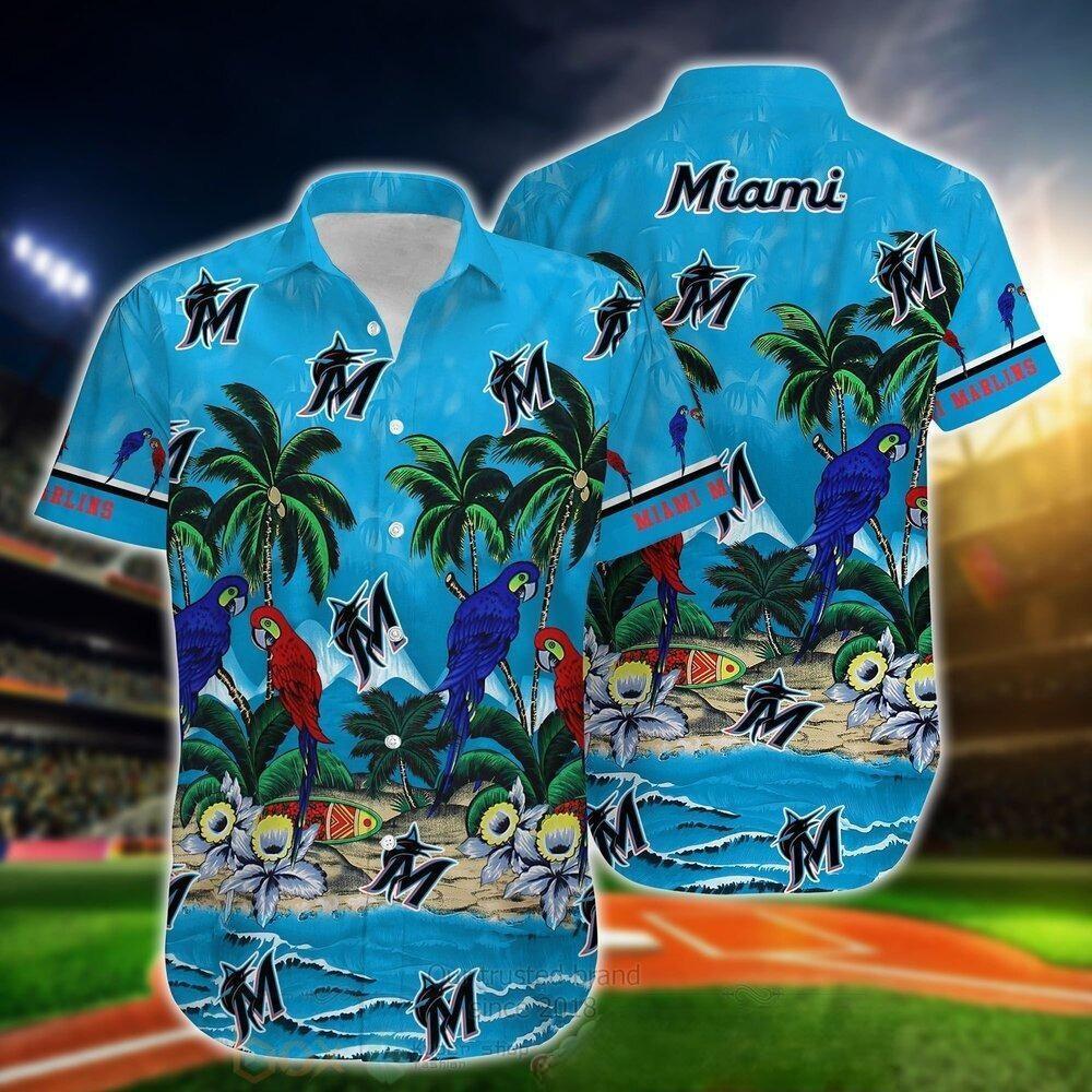 MLB Miami Marlins Hawaiian Shirt Aloha Floral And Fauna Summer Lovers Gift