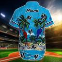 MLB Miami Marlins Hawaiian Shirt Aloha Floral And Fauna Summer Lovers Gift