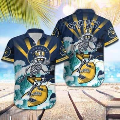 MLB Milwaukee Brewers Hawaiian Shirt Surfing Grateful Dead Aloha Gift For Summer Lovers