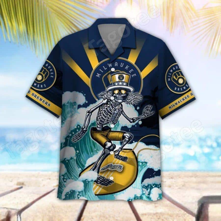 MLB Milwaukee Brewers Hawaiian Shirt Surfing Grateful Dead Aloha Gift For Summer Lovers MLB Milwaukee Brewers Hawaiian Shirt Surfing Grateful Dead Aloha Gift For Summer Lovers