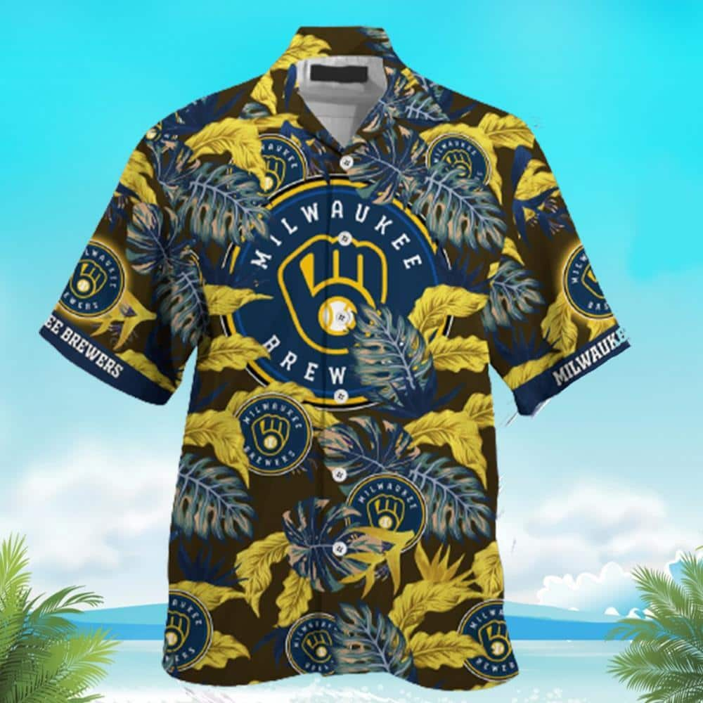 Vintage MLB Milwaukee Brewers Hawaiian Shirt Aloha Leaves Summer Lovers Gift