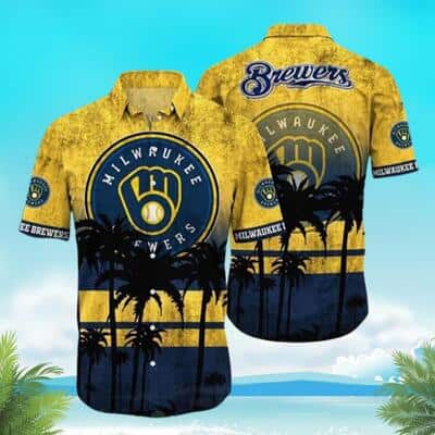 Vintage MLB Milwaukee Brewers Hawaiian Shirt Tropical Palm Trees Summer Lovers Gift Vintage MLB Milwaukee Brewers Hawaiian Shirt Tropical Palm Trees Summer Lovers Gift