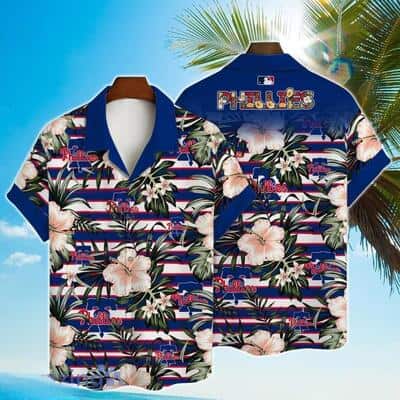 Aloha MLB Philadelphia Phillies Hawaiian Shirt Simple Hibiscus Plumeria And Palm Leaves Pattern Gift For Beach Trip