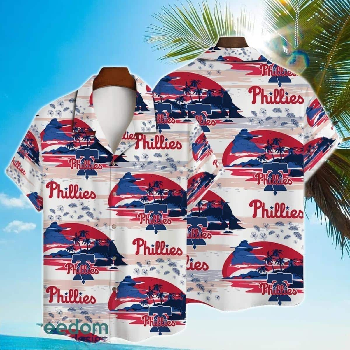 MLB Philadelphia Phillies Hawaiian Shirt Breathtaking View Of The Beach At Sunset Pattern Summer Beach Gift