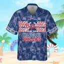 Cool Aloha MLB Philadelphia Phillies Hawaiian Shirt Tropical Plants And Leaves On Blue Background Summer Gift For Friend