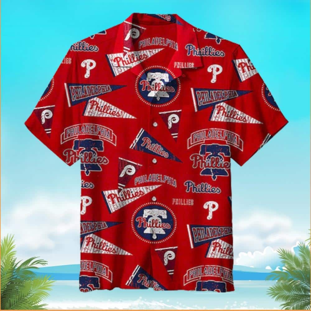 Unique Red Aloha MLB Philadelphia Phillies Hawaiian Shirt Triangle Pattern For Summer Lovers