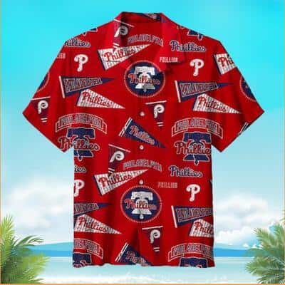 Unique Red Aloha MLB Philadelphia Phillies Hawaiian Shirt Triangle Pattern For Summer Lovers
