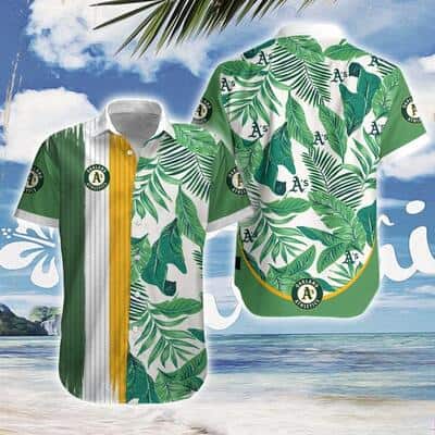 MLB Oakland Athletics Hawaiian Shirt Unique Palm Leaves Pattern Beach Gift For Him MLB Oakland Athletics Hawaiian Shirt Unique Palm Leaves Pattern Beach Gift For Him