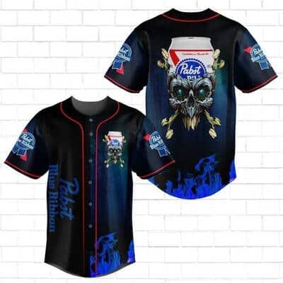Pabst Blue Ribbon Baseball Jersey With Skull Gift For Beer Lovers Pabst Blue Ribbon Baseball Jersey With Skull Gift For Beer Lovers