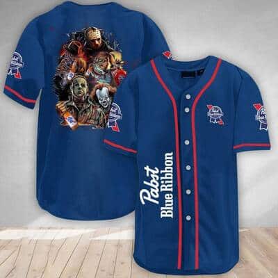 Pabst Blue Ribbon Baseball Jersey Horror Characters Gift For Beer Lovers Pabst Blue Ribbon Baseball Jersey Horror Characters Gift For Beer Lovers