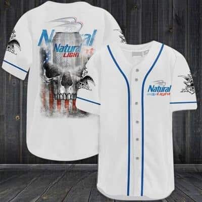 Natural Light Baseball Jersey US Flag Black Skull Gift For Beer Lovers Natural Light Baseball Jersey US Flag Black Skull Gift For Beer Lovers