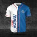 White And Blue Split Natural Light Baseball Jersey Gift For Beer Drinkers White And Blue Split Natural Light Baseball Jersey Gift For Beer Drinkers