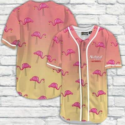 Pink And Yellow Gradient Natural Light Baseball Jersey Flamingo Best Gift For Beer Lovers Pink And Yellow Gradient Natural Light Baseball Jersey Flamingo Best Gift For Beer Lovers