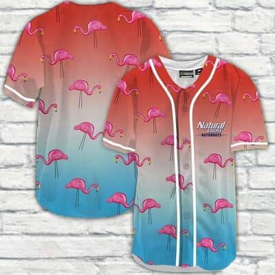 Gradient Red Blue Natural Light Baseball Jersey Flamingo Gift For Beer Lovers Gradient Red Blue Natural Light Baseball Jersey Flamingo Gift For Beer Lovers